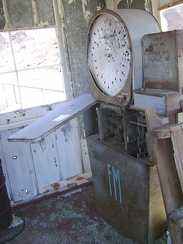 A scale sits inside the weigh station at the abandoned Aiken Mine, Mojave National Preserve