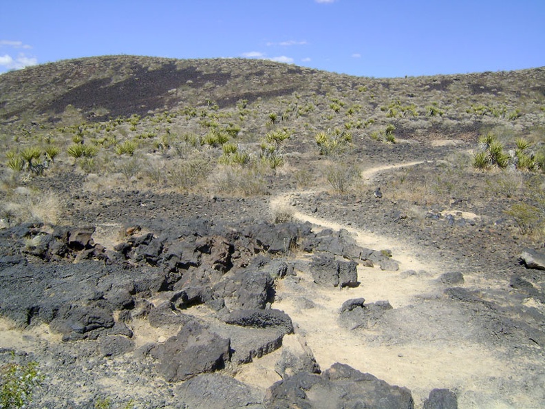 The Lava Tube Trail leaves the rough road and becomes a short footpath in a Wilderness area (no mechanized vehicles allowed)