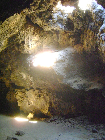 Another ray of sunshine on the floor of the Lava Tube, thanks to a hole in the ceiling