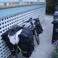 The 10-ton bike is all packed up in my backyard at 5h45