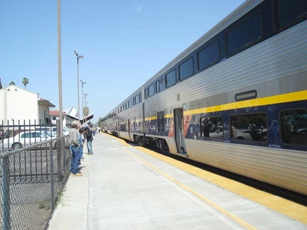 The train from Stockton to Bakersfield makes a stop