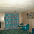 Pretty curtains and dinette suite in my room at the Royal Hawaiian Motel