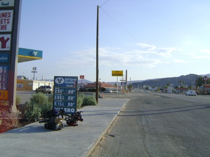 The Amtrak bus left the 10-ton bike and I in Baker, California, gateway to Mojave National Preserve, near the end of the day