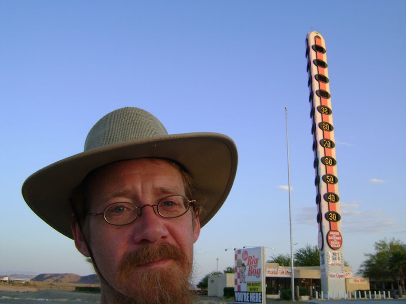 The &quot;world's tallest thermometer&quot; displayed 93 degrees F (33C) when I got here yesterday