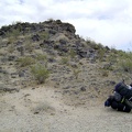 I park the 10-ton bike at the edge of the lava flow and go for a walk up the hill