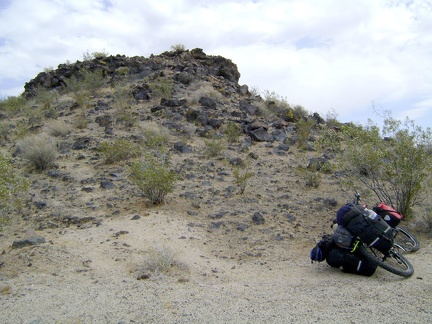 I park the 10-ton bike at the edge of the lava flow and go for a walk up the hill