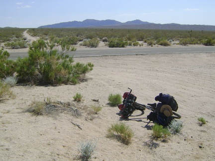 Aiken Mine Road/Jackass Canyon Road junction is the next stop on my Kelbaker Road death climb