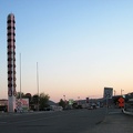 Last night's sunset at Baker, California, home of the world's tallest thermometer, was a pleasant pinkish glow