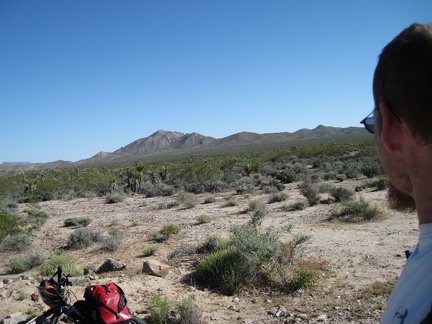 I stop at the Kelbaker Road summit and junction with the powerline road to look at Kelso Peak, tomorrow's hiking destination