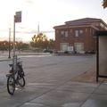 The 10-ton bike waits at the Amtrak bus stop at the San José train station