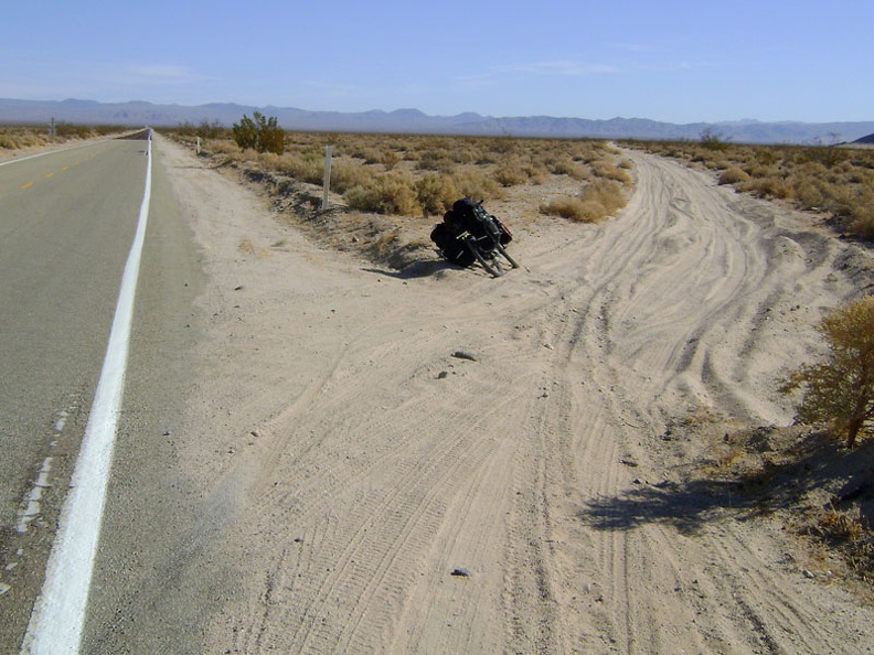 About a mile into Mojave National Preserve, I pass a sandy unpaved road (Old Kelso Road) that goes where I'm going today