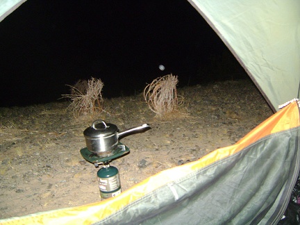 It's a chilly evening already, and I'm boiling water for tonight's add-water-to-bag meal