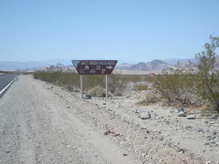 The exit to the Salt Creek Hills ACEC (Area of Critical Environmental Concern)