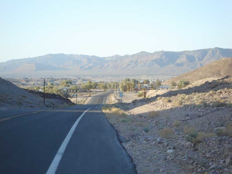Entering Tecopa Hot Springs after riding over the hill from Tecopa