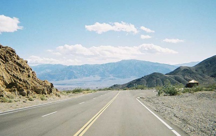 I walk up Daylight Pass Road a bit to get a view of the Hell's Gate entrance to Death Valley National Park