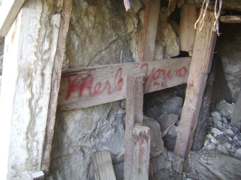 Just inside the upper mine tunnel is another signature from "Merle Young 74"