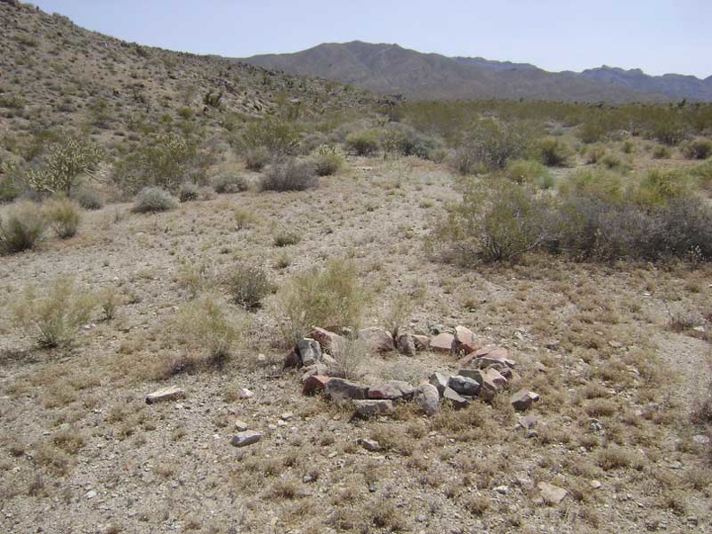 Fire ring along the former road to Bolder Spring