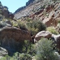 Hmmm, my next few steps in Borrego Canyon will be climbing over that boulder at the left