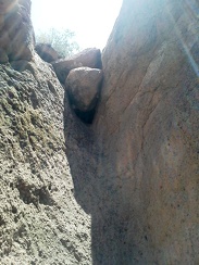 I take a look up the dry waterfall in Borrego Canyon and the small boulders clogging the drainage