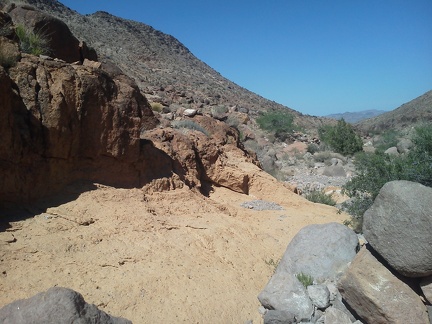 I like this rock outcrop in Borrego Canyon because it briefly gives me a smooth surface to walk across, for a change