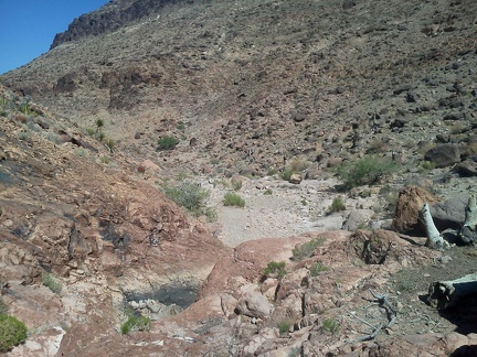 It's fun climbing down the rocks here at a small dry waterfall on the way back down Borrego Canyon