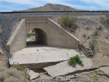 Large culverts beneath the raised train tracks in Ivanpah Valley prevent the tracks from washing out during heavy rains