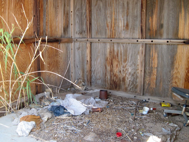 Another outbuilding at the Ivanpah property contains recent fabric and clothing remnants