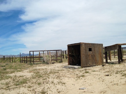 Old corrals and a decaying outbuilding at Ivanpah, Mojave National Preserve