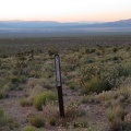 A Wilderness marker blocks an old road on the way back to my campsite above Ivanpah Valley