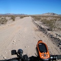 I plow ahead on the powerline-pipeline road that separates the Kelso Dunes Wilderness from the Bristol Mountains Wilderness