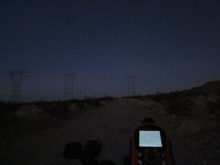 OK, it's getting dark for real; I'll ride a couple more miles on the powerline road while looking for a campsite