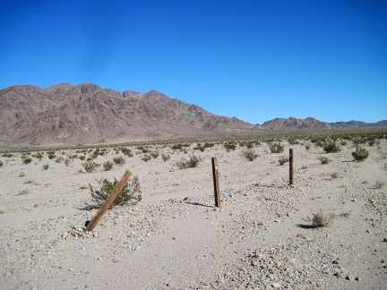 On the fan are a few fence posts, also from &quot;JHJ claims,&quot; like the ones on the other side of Broadwell Dry Lake