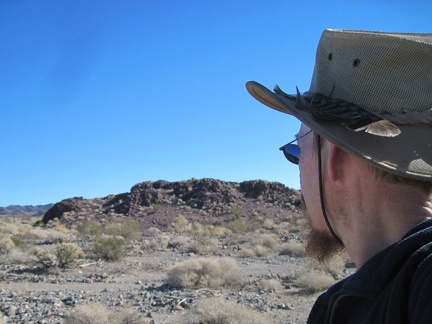 Approaching a rocky outcrop on the Bristol Mountains fan, I decide to check it out