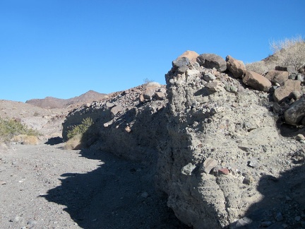 The erosion from flowing torrents of water in this little side wash is significant