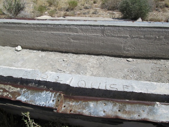 An inscription in the concrete at the Mail Spring cistern reads 'Bob + Louise'