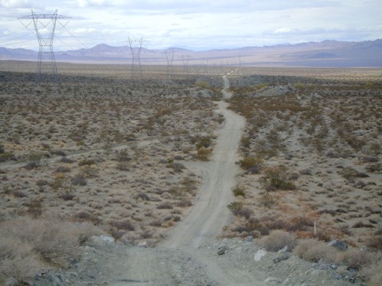 Heading down the other side of the power-line road is almost as steep as it was coming up