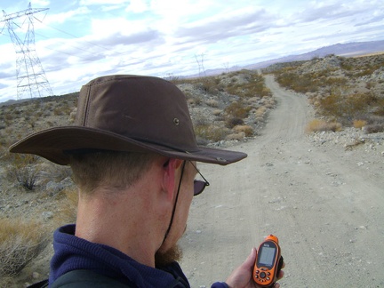 A GPS check tells me that I can turn left anywhere here and start hiking up the fan to the mouth of Bull Canyon