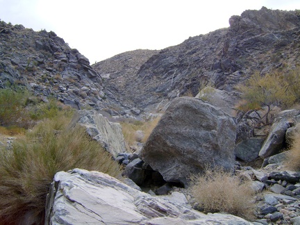 Walking through an open area in middle Bull Canyon