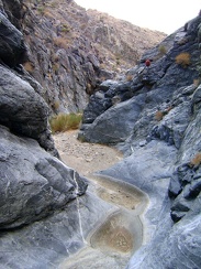 At the end of the Bull Canyon narrows, coming down