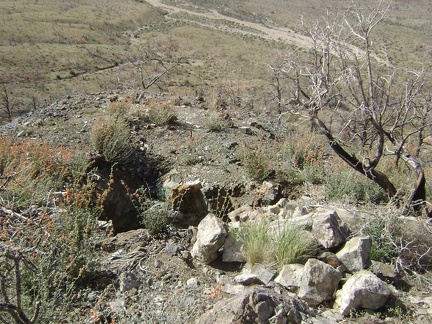 Just above the lower mine at Butcher Knife Canyon is another big hole in the ground