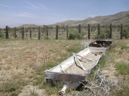 Old cattle-watering trough in the abandoned corral below Butcher Knife Canyon, Mojave National Preserve