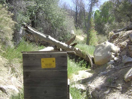 I reach an old wooden box which houses a camera that takes photos of wildlife