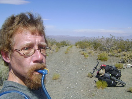 The 10-ton bike is all packed up; after a few final sips of water, I'm ready to head down Pachalka Spring Road