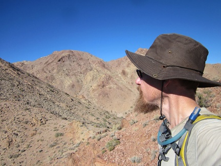 Cady Peak, behind my hat, is not all that far away, but I'm not really on the route up to the peak