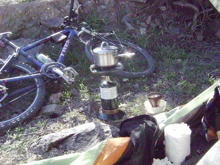 Late-morning coffee and breakfast (brunch, really). It was cold last night and I didn't sleep so well, and then I slept in late