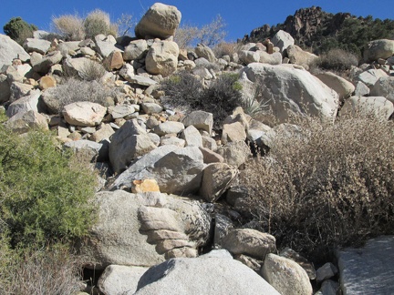 At the bottom of this pile of rocks is what I call the flat-foot rock toes