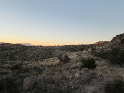 Sunset approaches as I hike the old railway bed toward Bathtub Spring