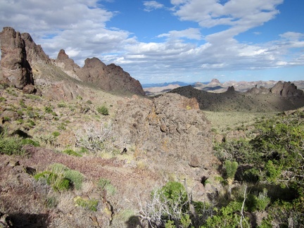 Well, I guess I'll drop down into the valley between these Castle Peaks hills and start heading back to my campsite