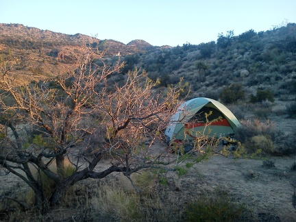 Back at the tent on Woods Wash Road for sunset, I crawl inside, home again for the night!