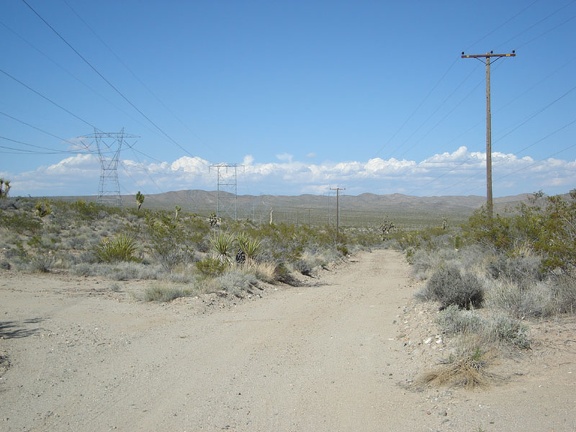 While at the Kelbaker Road summit, I take a look at the power-line road which I could have taken to get here from Cima Road